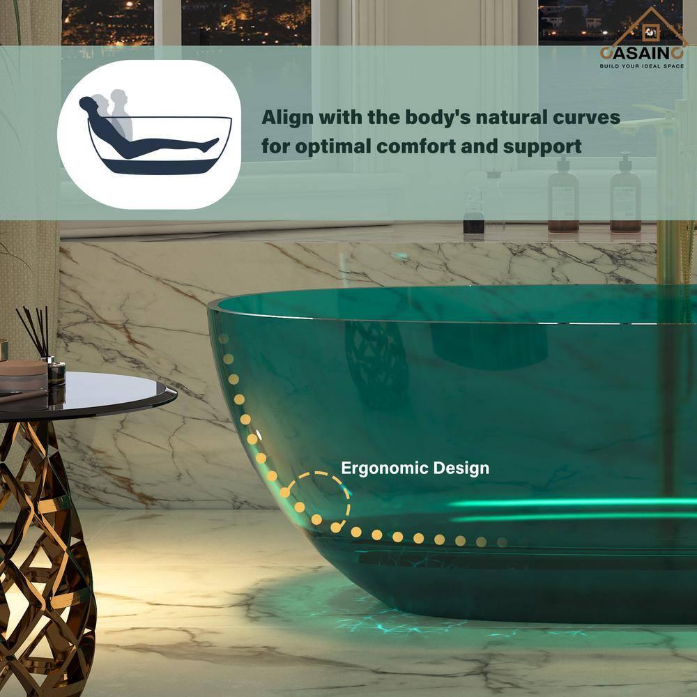 67'' x 30'' Runway Semi Transparent Resin Freestanding Soaking Bathtub