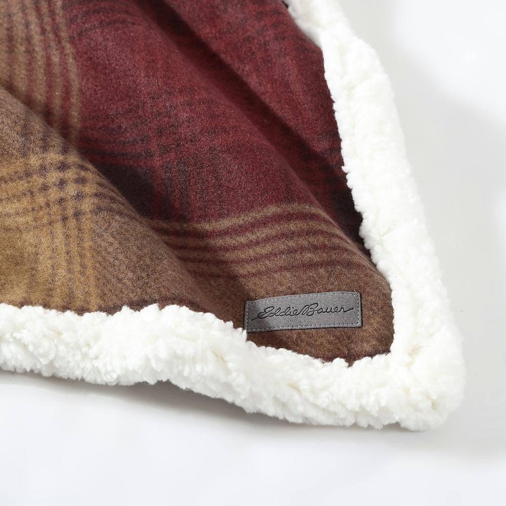 50"x70" Oversized Nordic Plaid Throw Blanket Raisin - Eddie Bauer: Cozy Fleece, Machine Washable