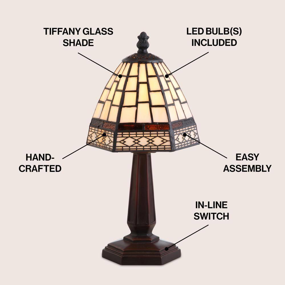 JONATHAN Y JYL8016A Carter Tiffany-Style 12" LED Table Lamp, Traditional, Classic, Cottage, Vintage for living room, dinning room, bedroom, office Bulb Included, Ivory/Cream
