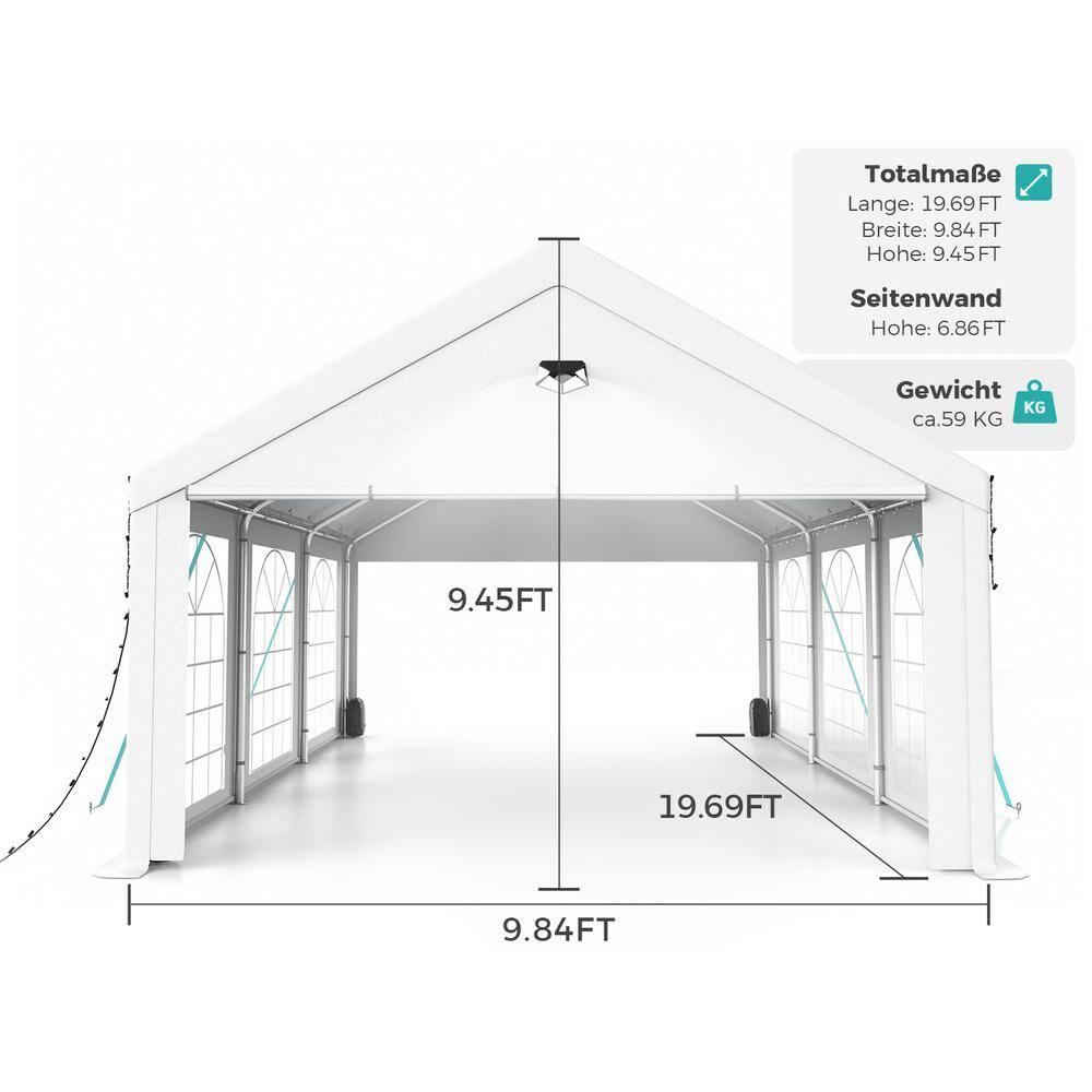 10x20FT Party Tent, Heavy Duty Canopy Tent with Removable Sidewals, Outdoor Wedding Tent for Parties Patio Gazebo Shelter for Wedding Holiday Birthday BBQ Backyard, White