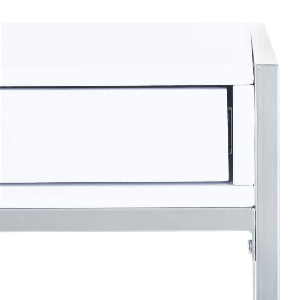 Elaine 1 Drawer Desk - White/Silver - Safavieh