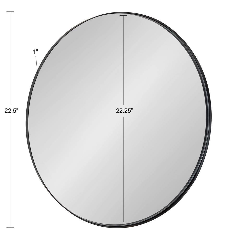 22" Rollo Round Wall Mirror Black - Kate & Laurel All Things Decor: Modern Iron Frame, Wall Mount, Geometric Design