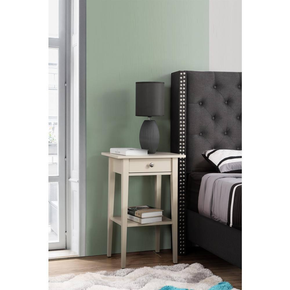 Passion Furniture Dalton 1-Drawer Beige Nightstand (28 in. H x 18 in. W x 14 in. D)