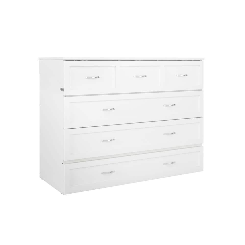Full Deerfield Murphy Bed Chest USB Turbo Charger White - AFI