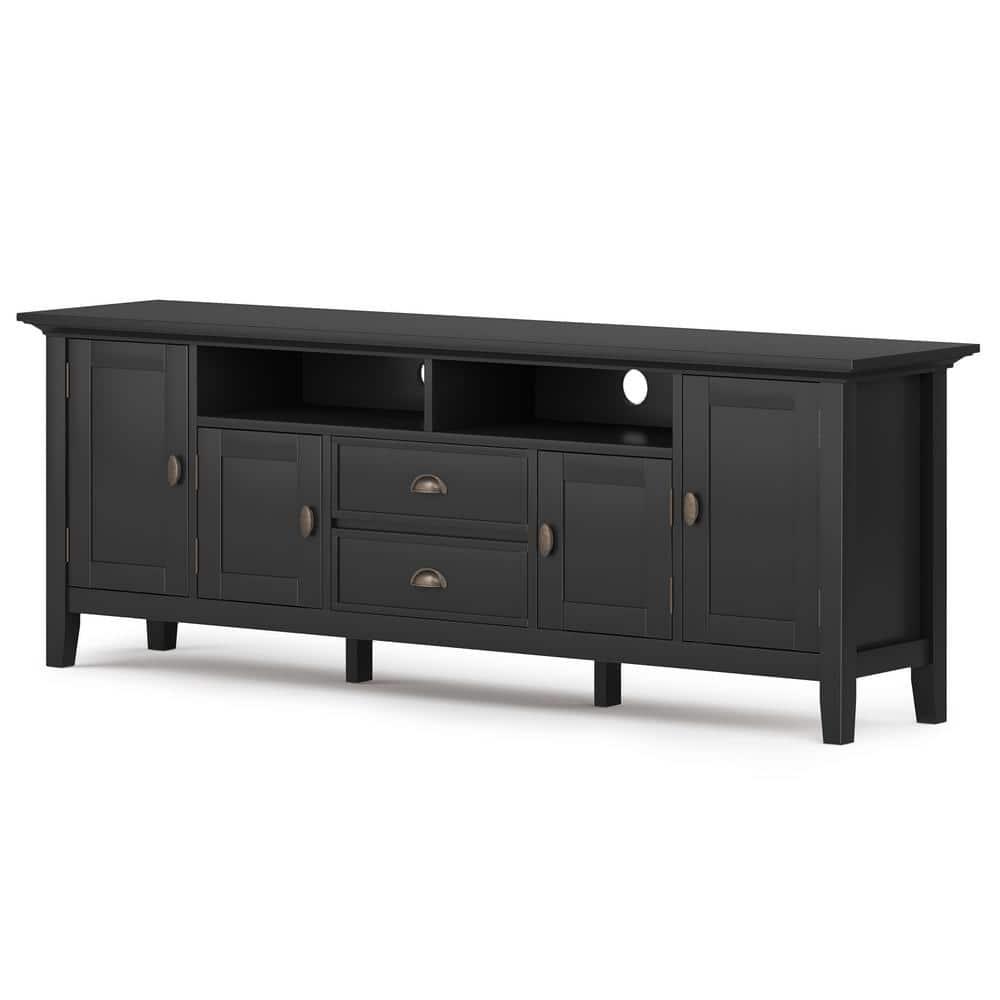 Simpli Home Redmond 72"W Solid Wood TV Stand for TVs up to 80" with Storage Cabinets