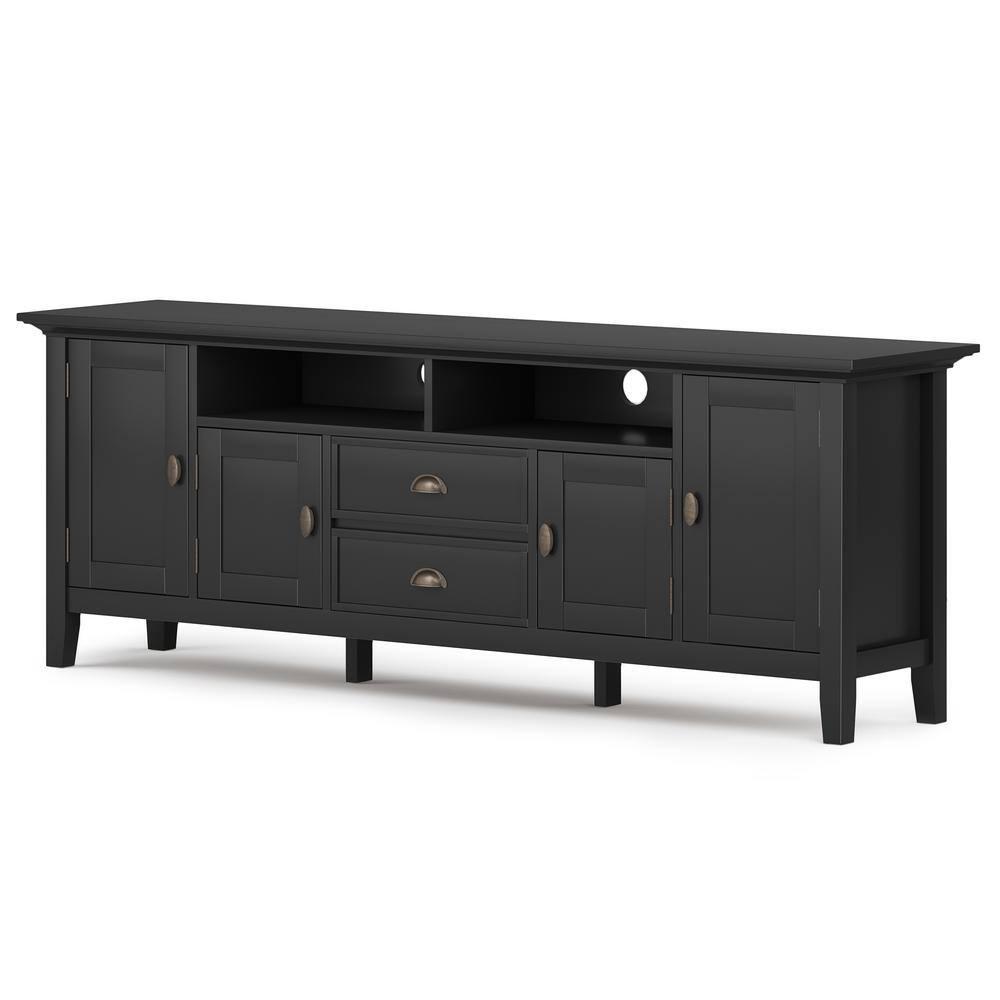 Simpli Home Redmond 72"W Solid Wood TV Stand for TVs up to 80" with Storage Cabinets