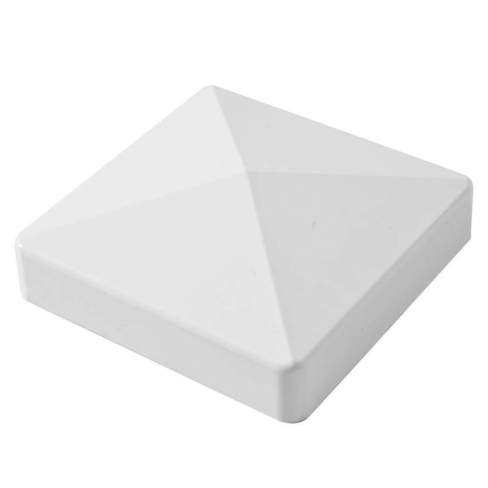 Vinyl Garden Line Fence Post, for 6ft (72" W x 72" H) Height,Caps Included Vinyl White (5" W x 95" H), Set of 2