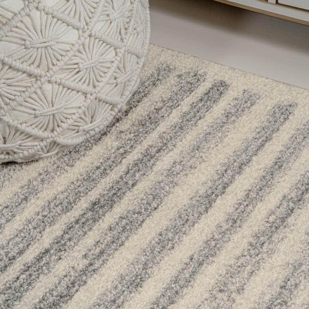 JONATHAN Y Khalil Modern Berber Stripe Cream/Gray 8 ft. x 10 ft. Area Rug