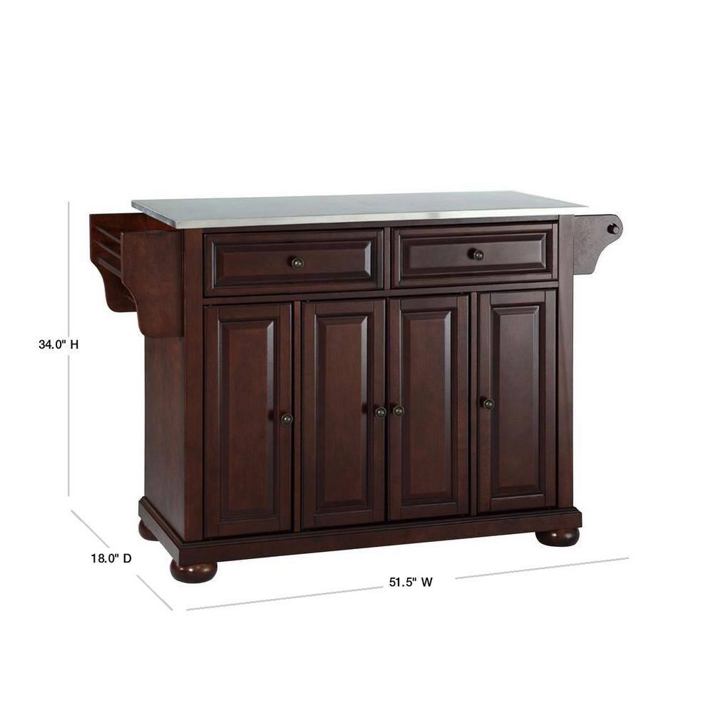 Crosley Furniture Alexandria Wood Kitchen Island in Mahogany