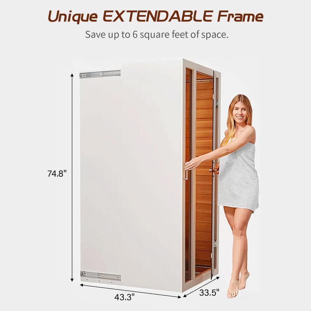 1-Person Extendable Indoor FAR Infrared Sauna Bluetooth Compatible with 6 Carbon Heaters