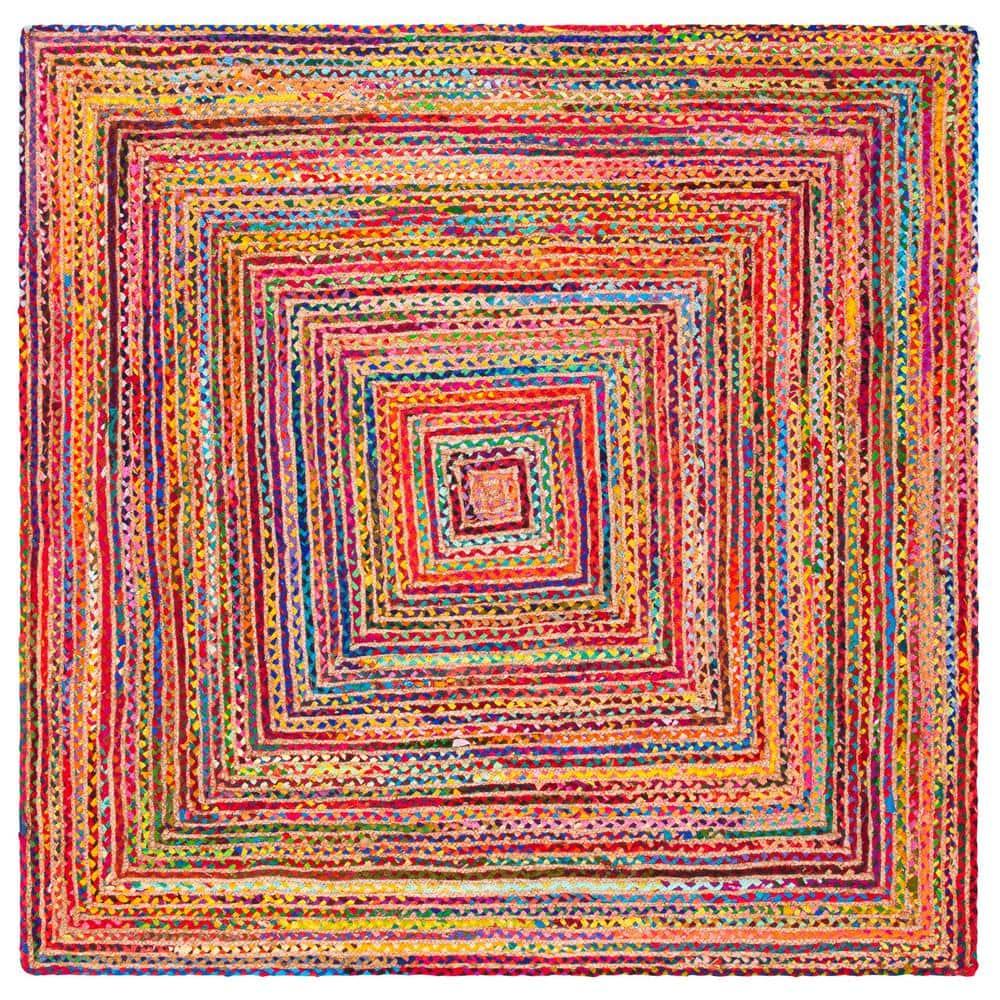 Cape Cod CAP202 Woven Indoor Area Rug - Red/Multi - 4'x4' - Safavieh