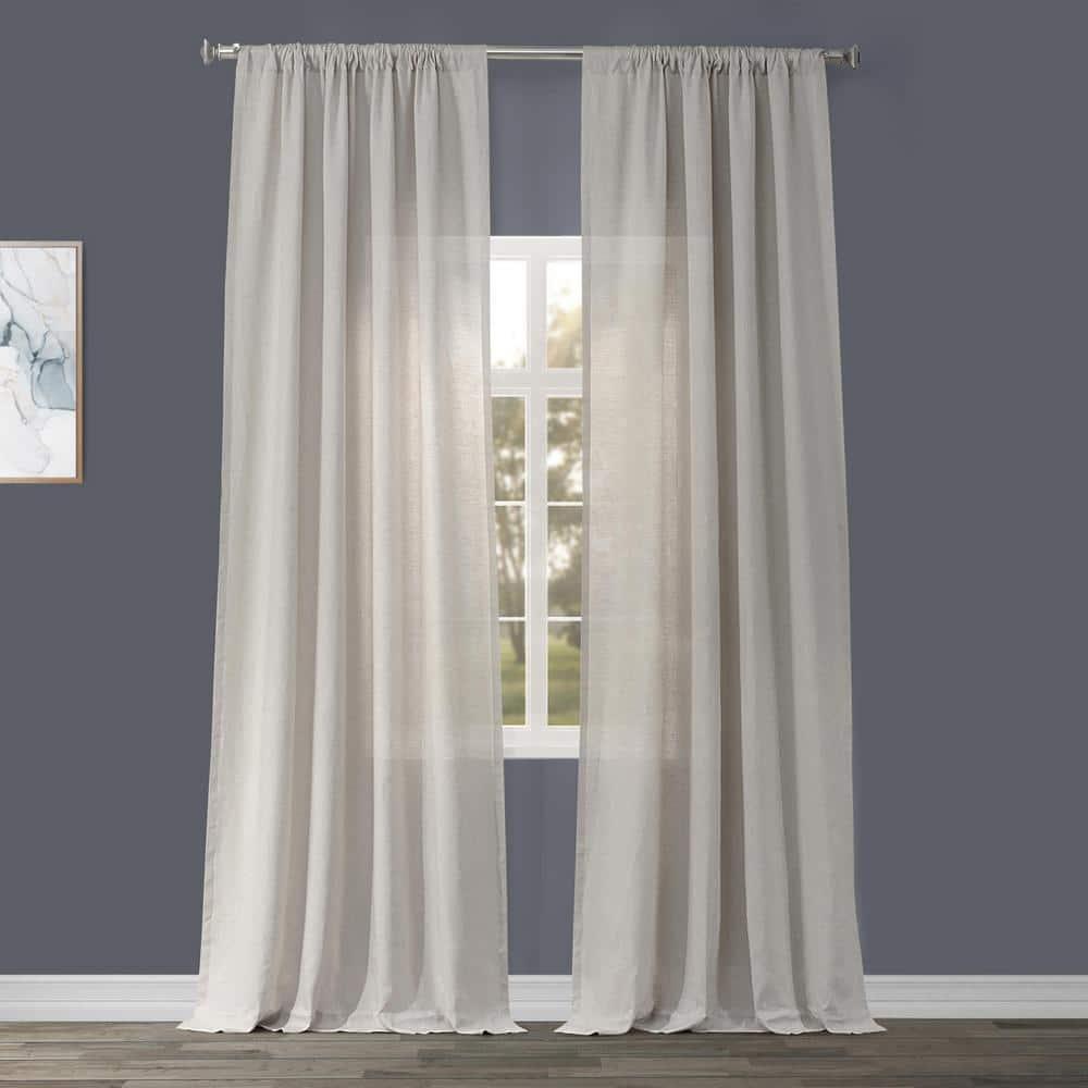 Exclusive Fabrics  Signature French Linen Sheer Curtain (1 Panel) 50 X 120 - Birch