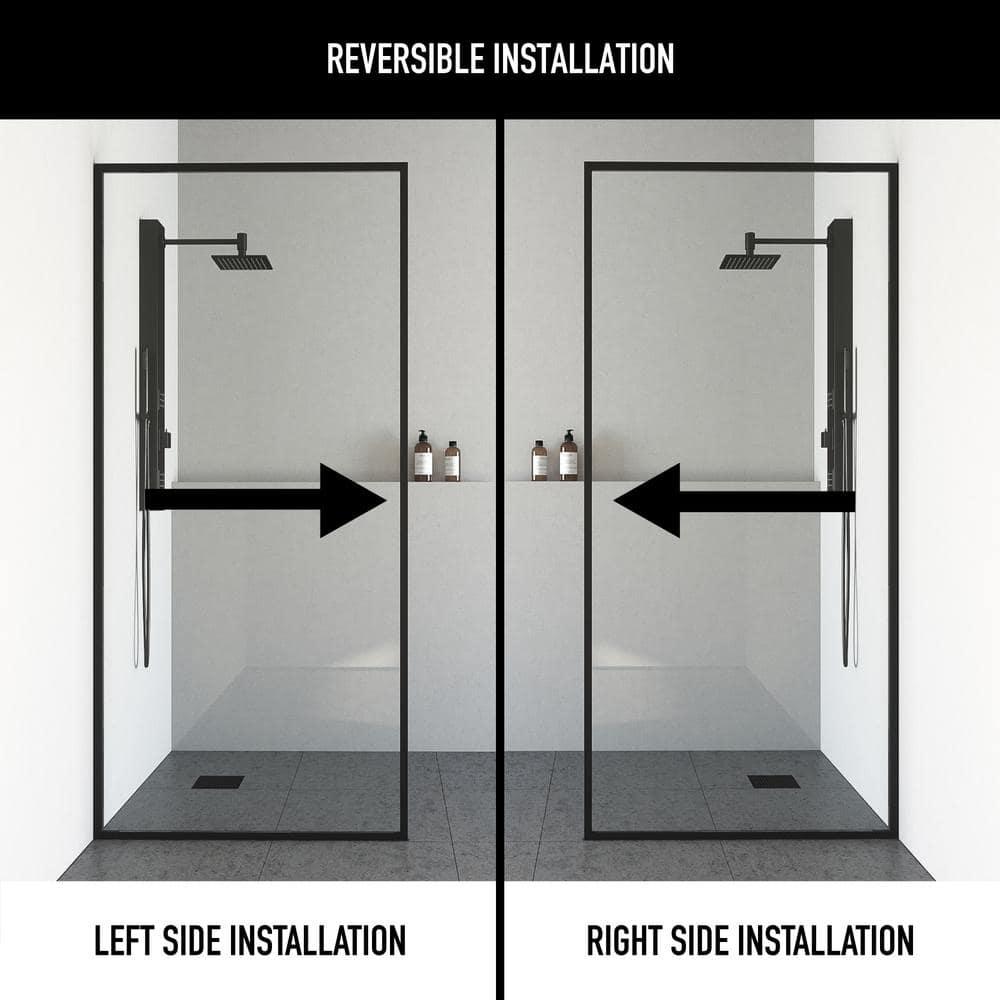 Meridian 34" W x 74" H Fixed Framed Shower Screen with 3/8" Glass