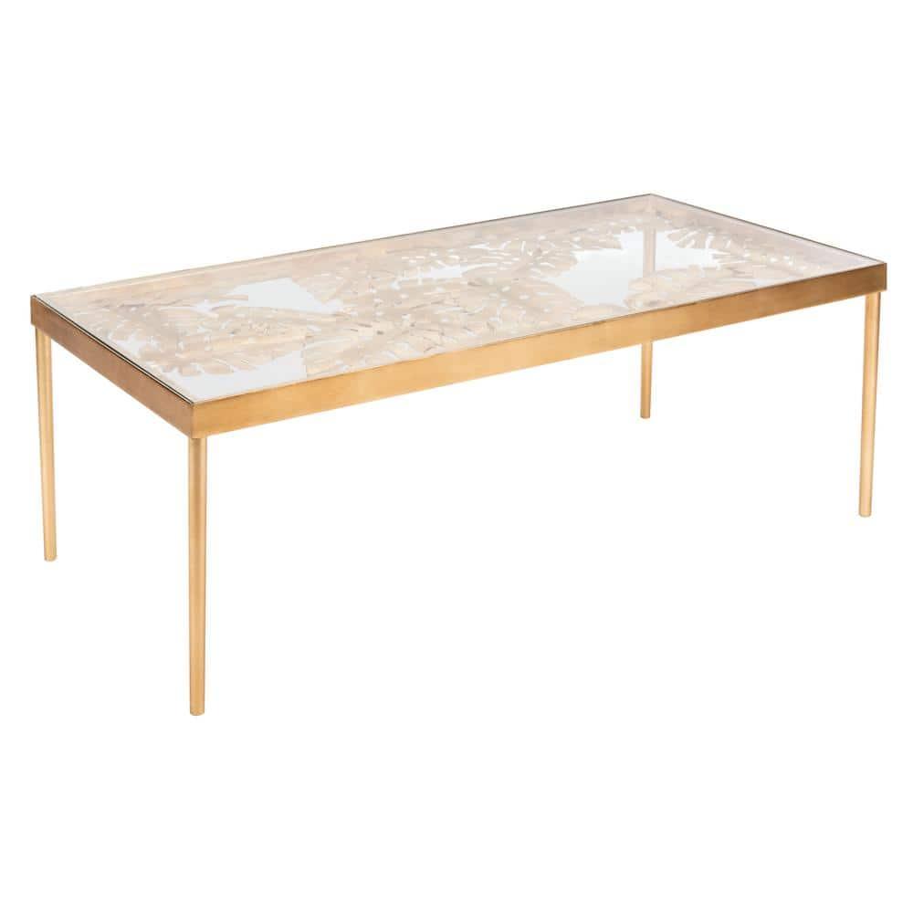 Leilani Palm Leaf Coffee Table - Gold Leaf/Glass - Safavieh