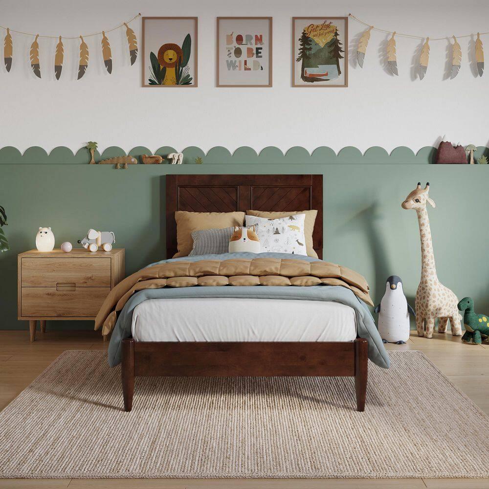 AFI Furnishings Berkshire Twin Solid Wood Low Profile Platform Bed in Walnut