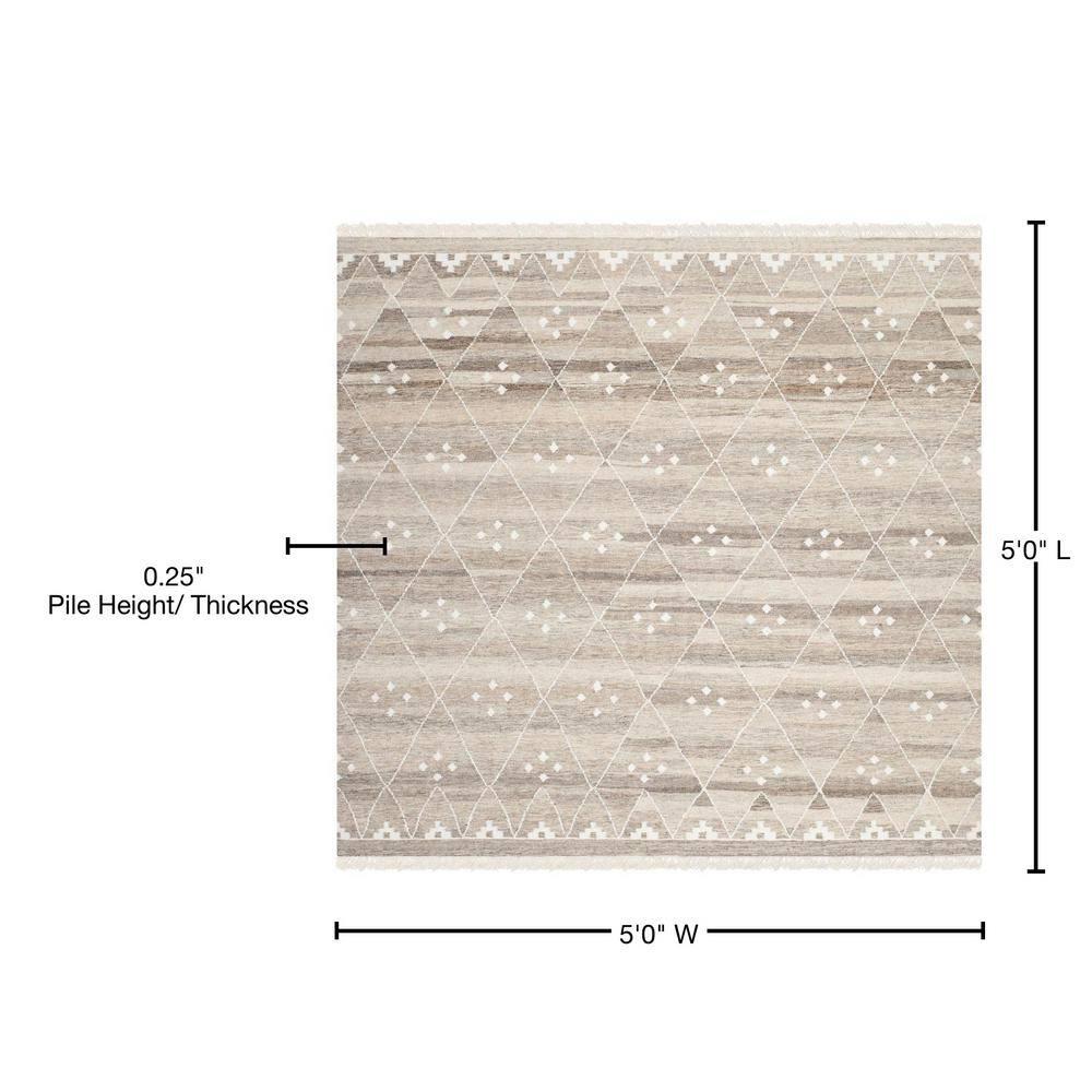 Natural Kilim NKM316 Hand Woven Area Rug - Natural/Ivory - 5'x5' - Safavieh.