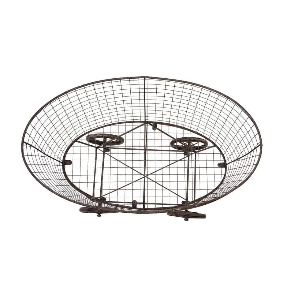 Metal Vintage Laundry Basket with Wheels - Storied Home: Garment Storage, Multipurpose Basket