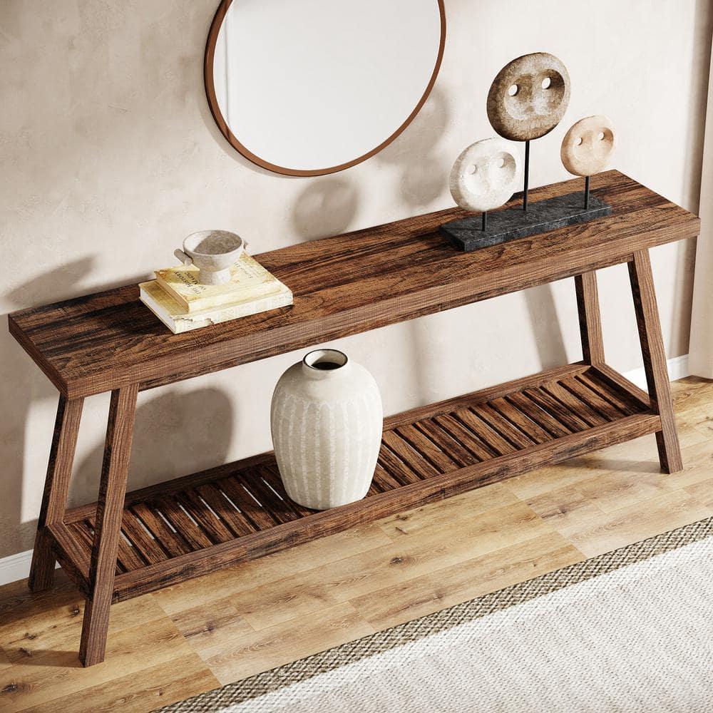 Gracie Oaks 70.9-Inch Farmhouse Console for Entryway, 2-Tier Entry Table Sofa Table