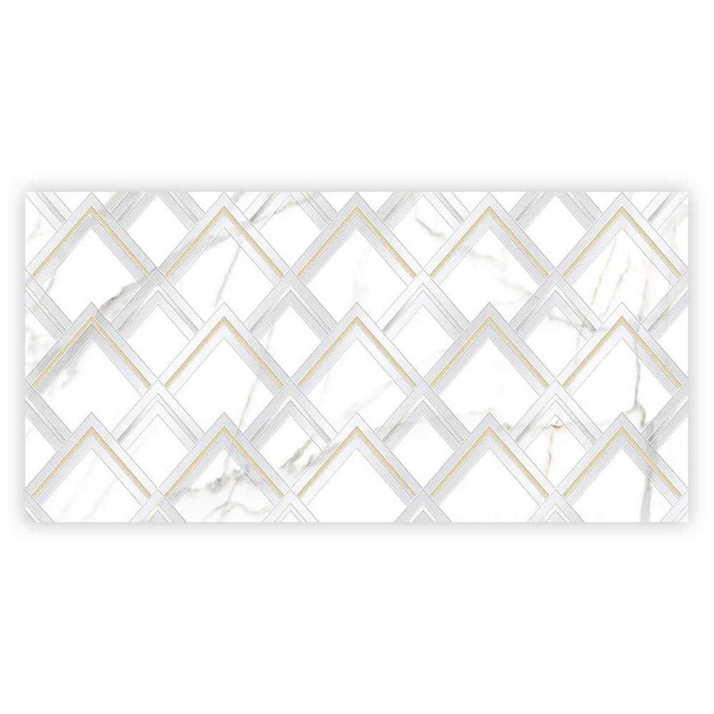 Strata 24 X 48 In. Polished White And Gold Porcelain Large Format Wall Tile (7.75 Sq Ft/Case) - 1 Pack