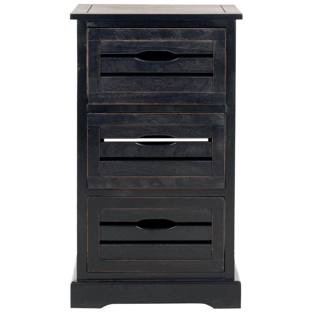 Samara 3 Drawer Cabinet - AMH5713 - Distressed Black - Safavieh Couture