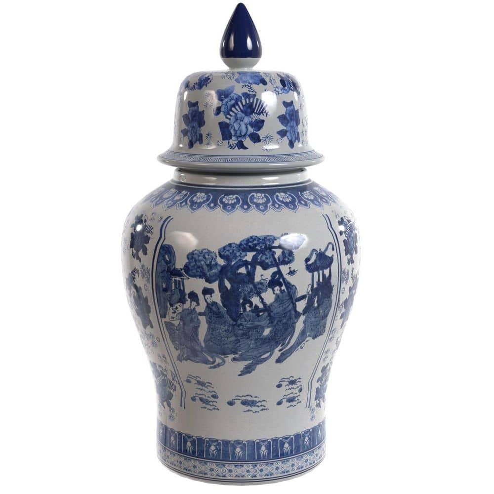 32" Porcelain Temple Jar