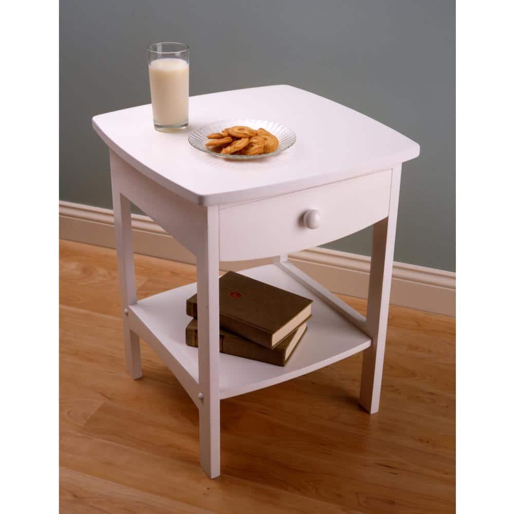 Claire Accent Table White - Winsome: Wood Composite Nightstand with Drawer & Shelf, Spot Clean