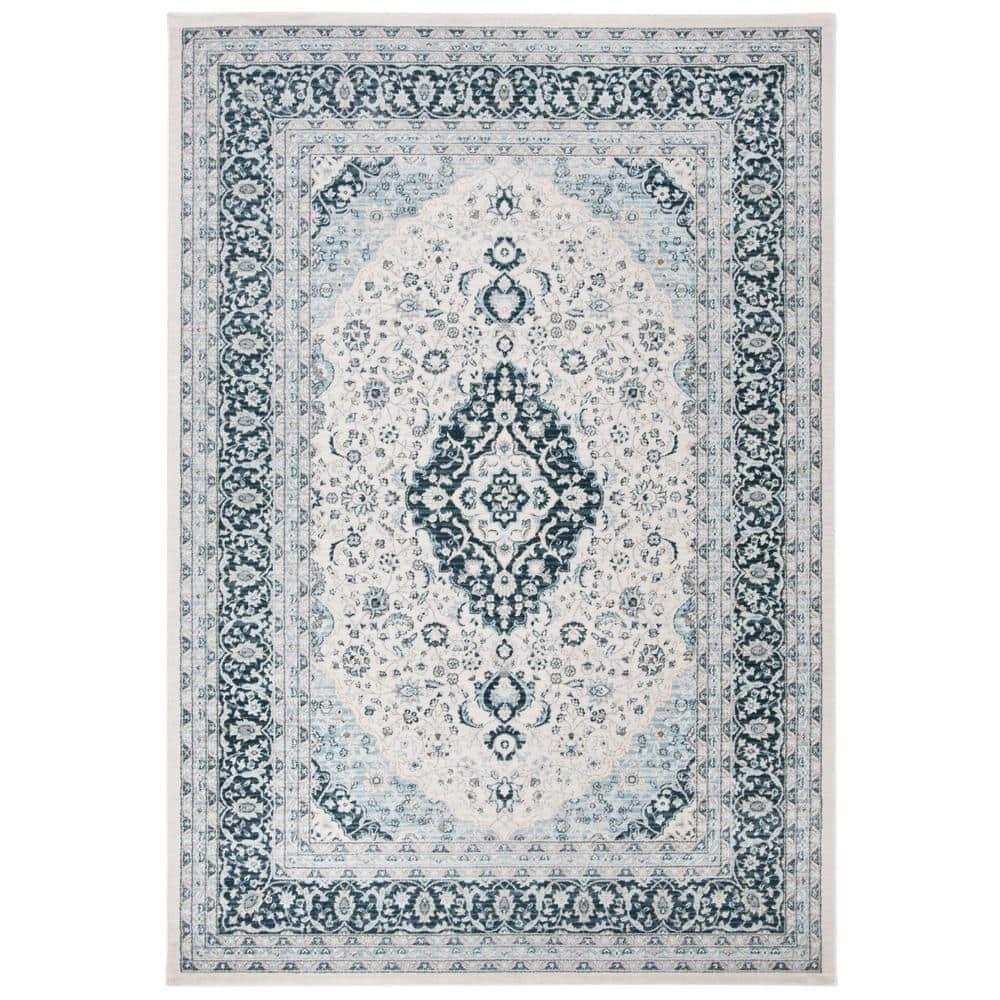 Isabella ISA919 Power Loomed Area Rug - Cream/Dark Blue - 9'x12' - Safavieh