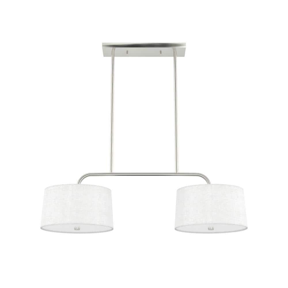 Hunter - Cottage Hill 4-light Brushed Nickel, Large Chandelier, Dimmable, Modern Style, Linear Shaped, for Bedrooms, Kitchens, Dining, Living Rooms - 19892