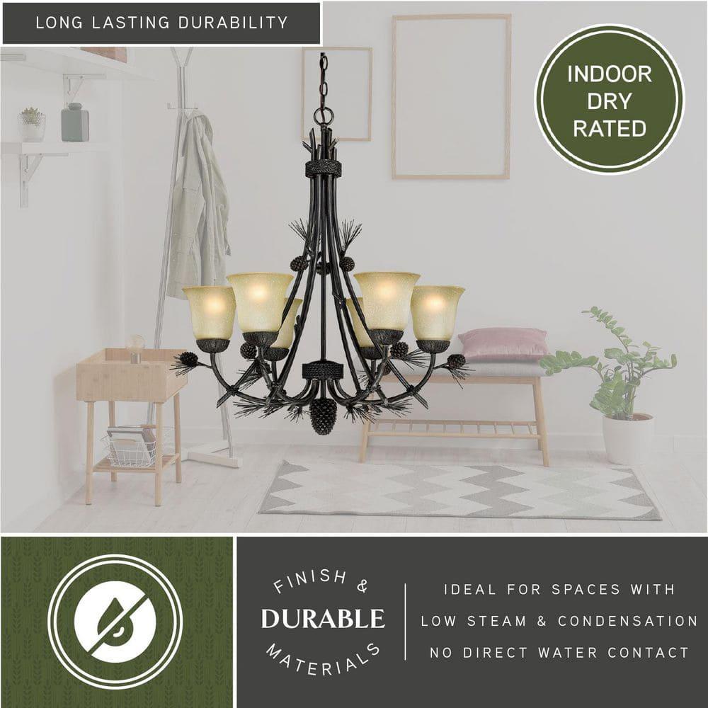 Vaxcel Sierra 6 - Light Chandelier in  Black Walnut