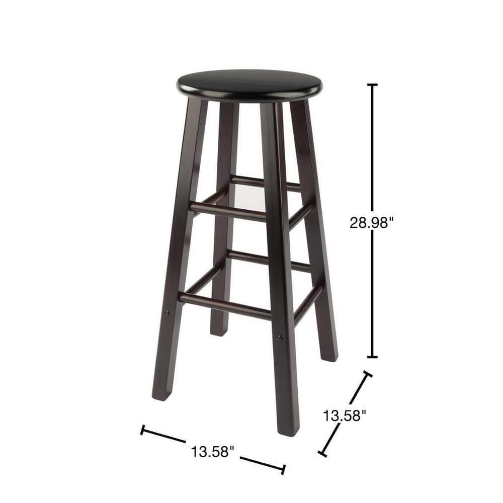 29" 2pc Element Barstools Espresso - Winsome: Solid Wood, High Stools, 220lbs Capacity