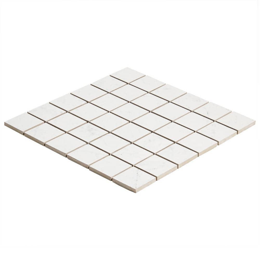 Saroshi Carrara Giola 11.81 in. x 11.81 in. Matte Porcelain Floor and Wall Mosaic Tile (0.96 sq. ft./Each)