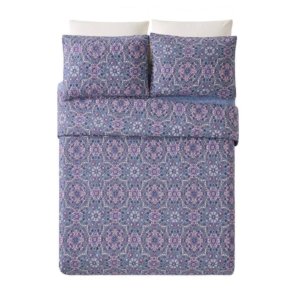Modern Heirloom Lavender Florals 100% Cotton Purple Quilt Set