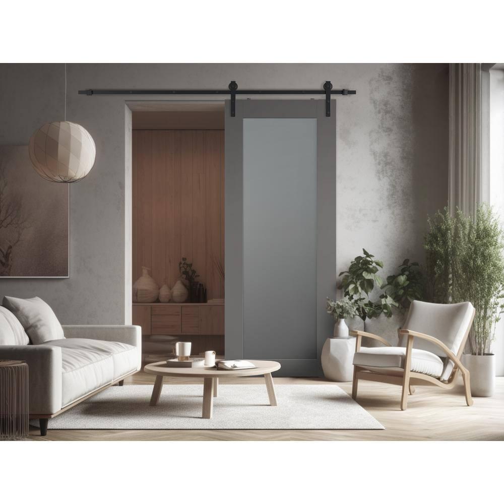 Belldinni Avon 207 Solid Manufactured Wood and Glass Paneled Barn Door with Installation Hardware Kit