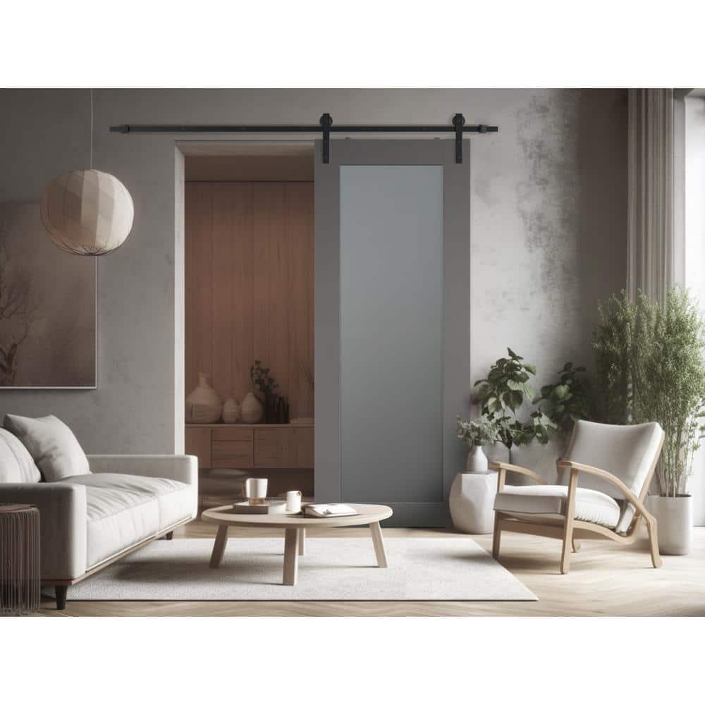 Belldinni Avon 207 Solid Manufactured Wood and Glass Paneled Barn Door with Installation Hardware Kit