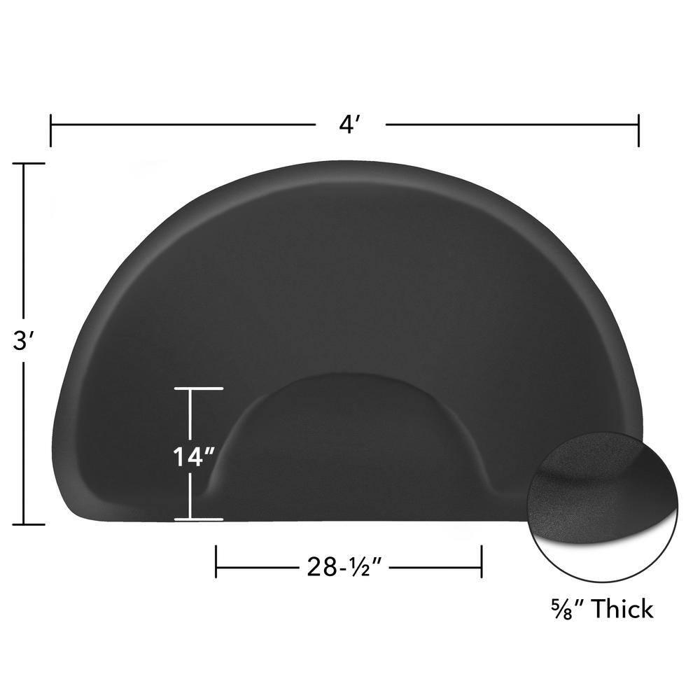 Saloniture 3 ft. x 4 ft. Salon & Barber Shop Chair Anti-Fatigue Mat - Black Semi Circle - 5/8" Thick