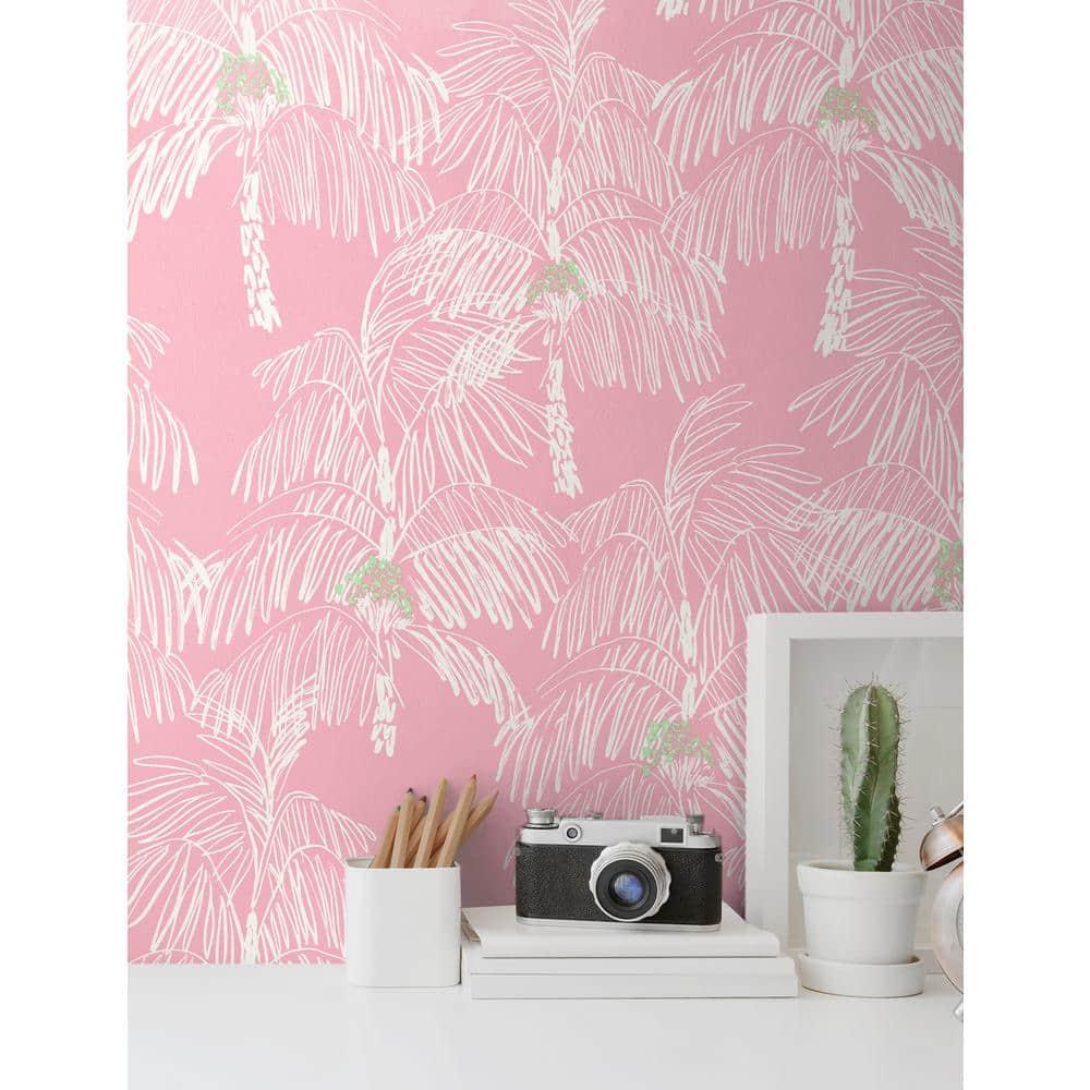 NextWall  Palm Beach Peel and Stick Wallpaper Flamingo