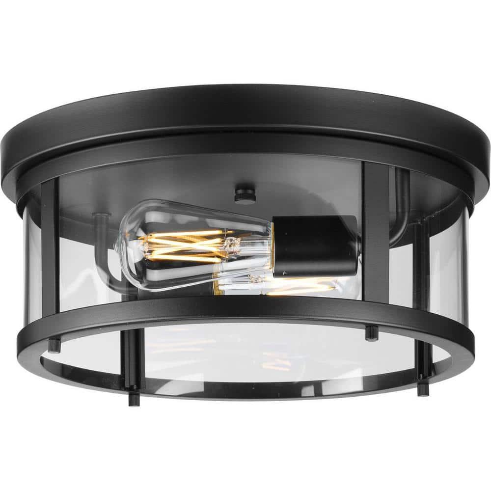 Progress Lighting Gunther Matte Black 2 - Bulb Outdoor Flush Mount Light