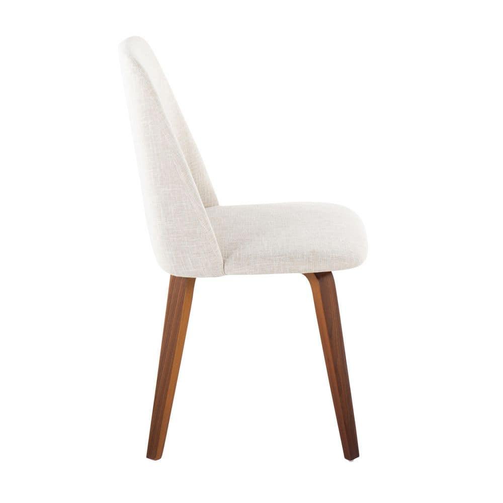 Set of 2 Toriano Dining Chairs Walnut/Beige: LumiSource, Upholstered, Mid-Century Modern, Wood Legs