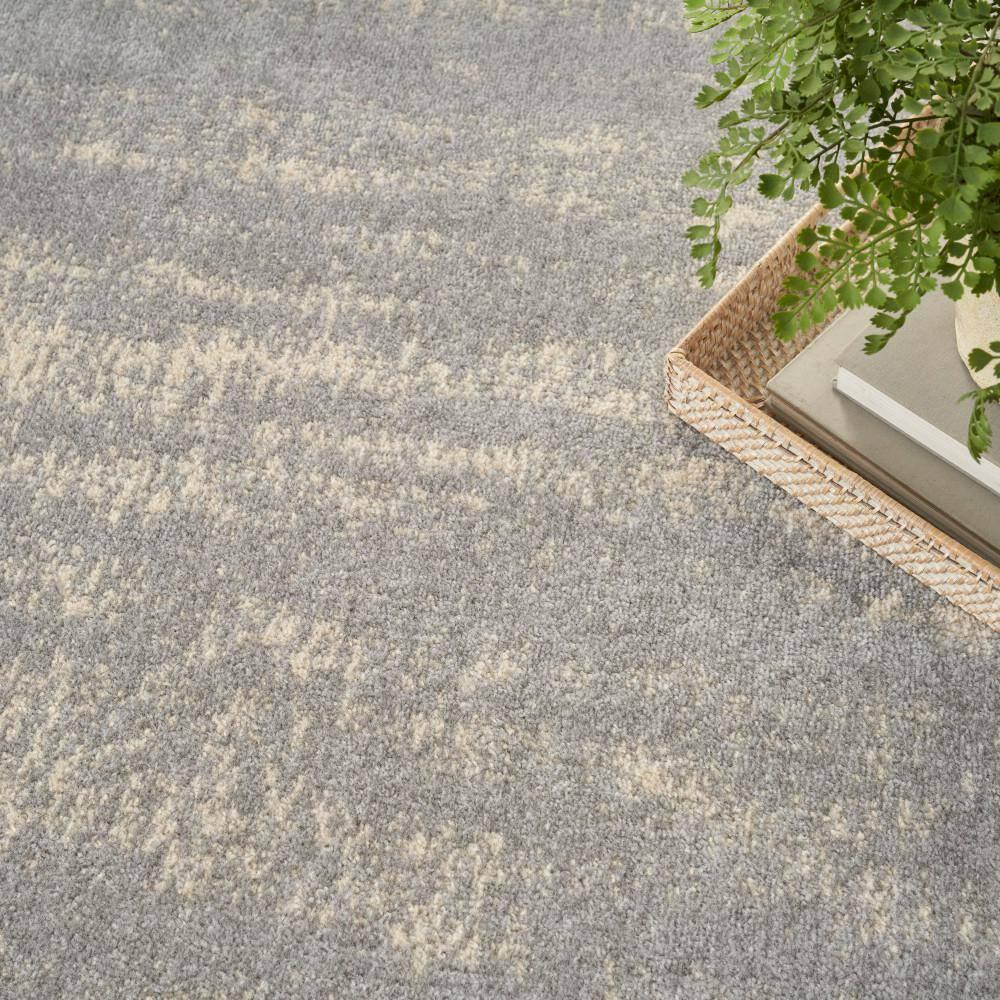 Nourison Essentials Abstract Low Pile Indoor Outdoor Area Rug 5' x 7' Grey/Beige