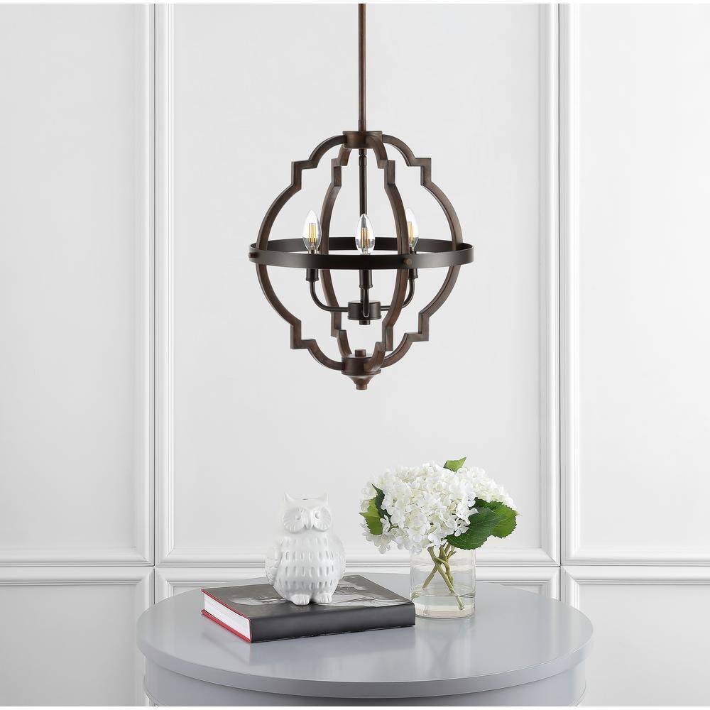 Ogee 16.75" 3-Light Adjustable Iron Rustic Industrial LED Pendant, Oil Rubbed Bronze