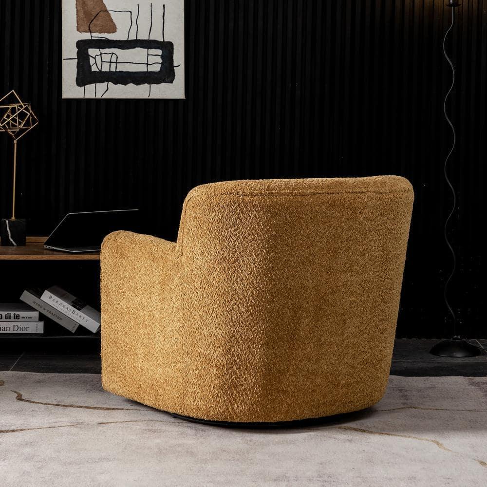 32" Wide Upholstered Swivel Armchair Camel - Kinwell: No Assembly, Pine Frame, Polyester