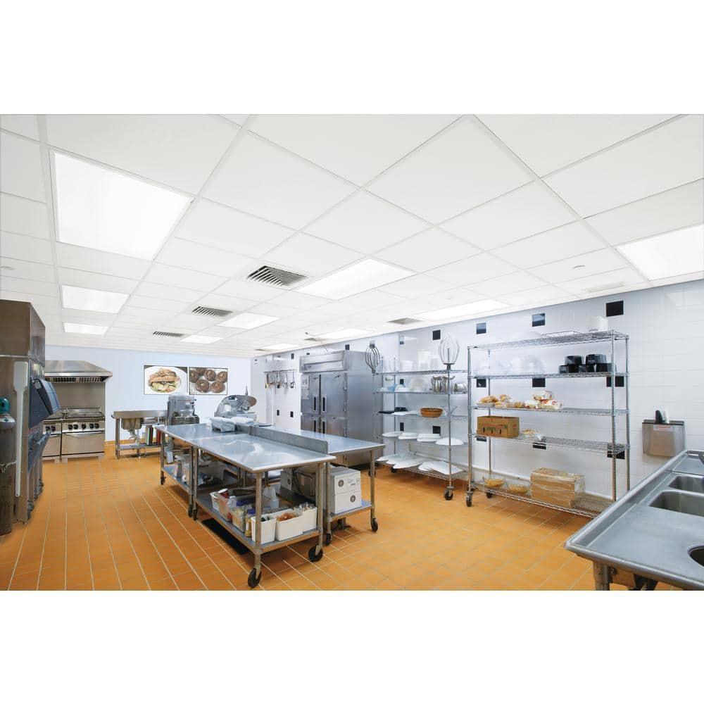 Armstrong 2x2 KITCHEN ZONE Acoustic Ceiling Tiles for Suspended Ceiling Grids, 16-tiles per pack, White
