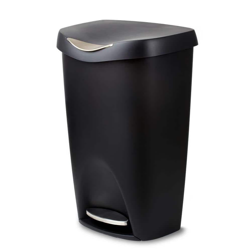 Umbra 13gal Brim Step Trash Can Black/Nickel: Kitchen Trash Can, 50 Quart, Indoor, Polypropylene, Spot Clean