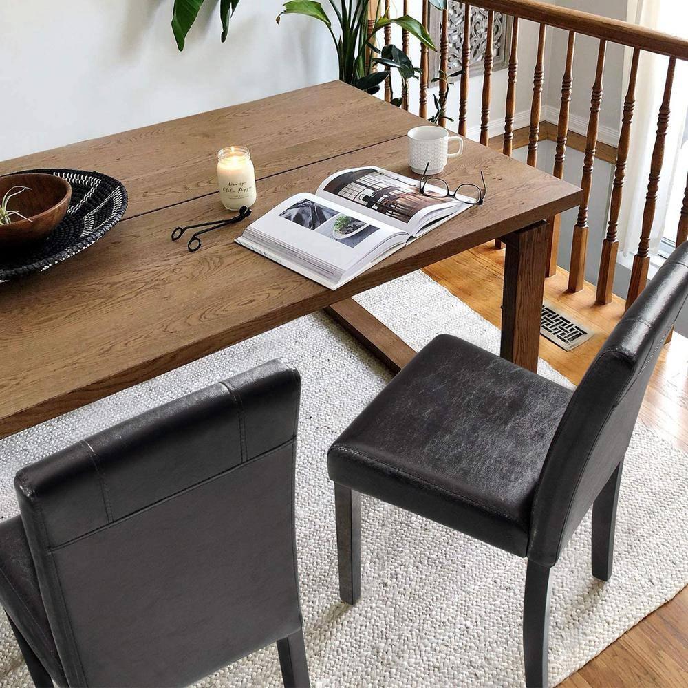 JUMMICO Dining Chair PU Leather Living Room Chairs Modern Kitchen Armless Side Chair with Solid Wood Legs Set of 4(Grey)
