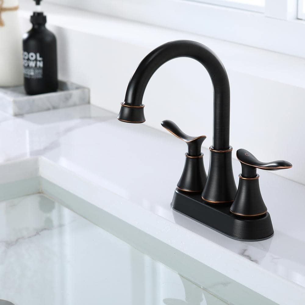 Centerset 2-handle Bathroom Faucet with Drain Assembly