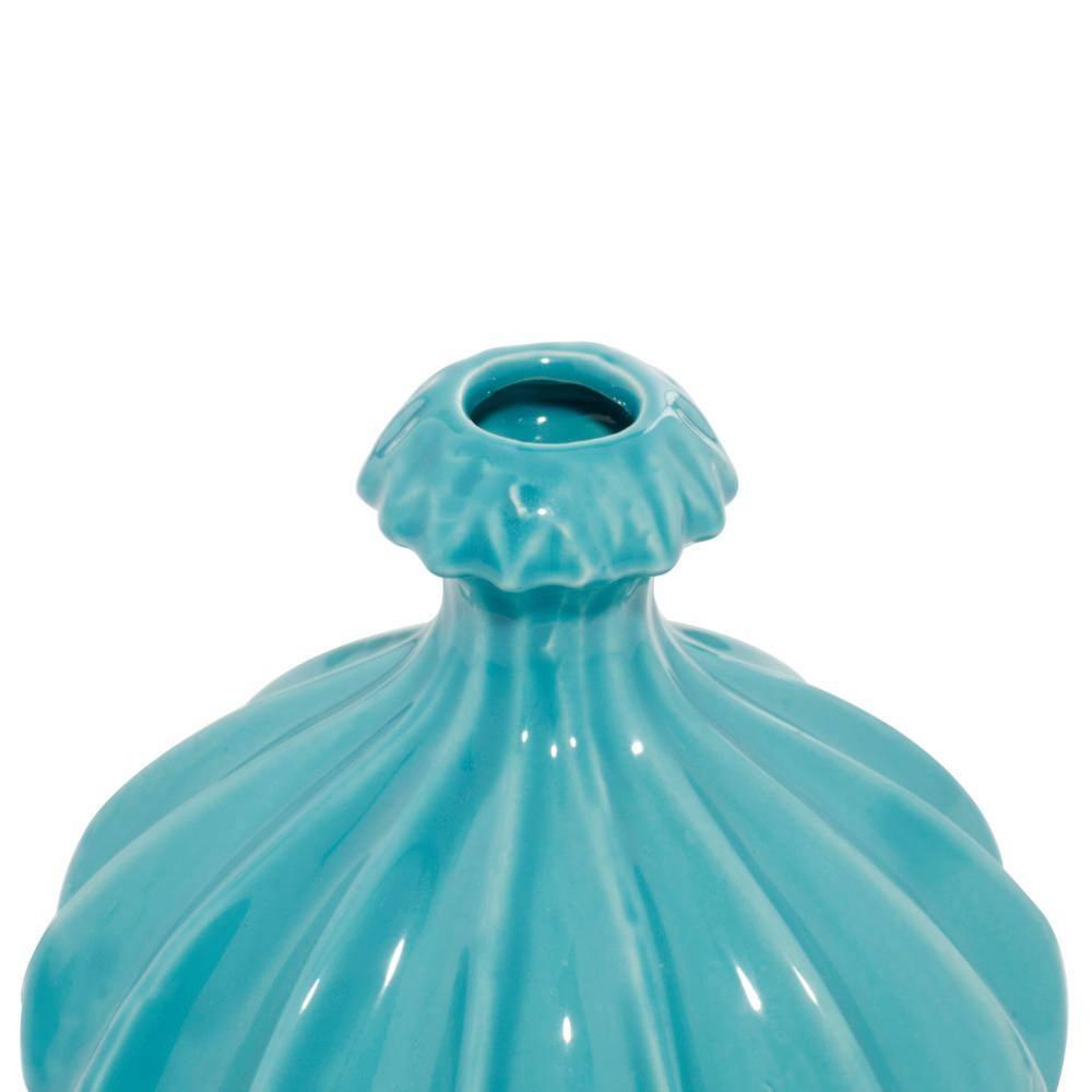 DecMode 6"W, 6"H Blue Ceramic Vase with Varying Patterns, Set of 3