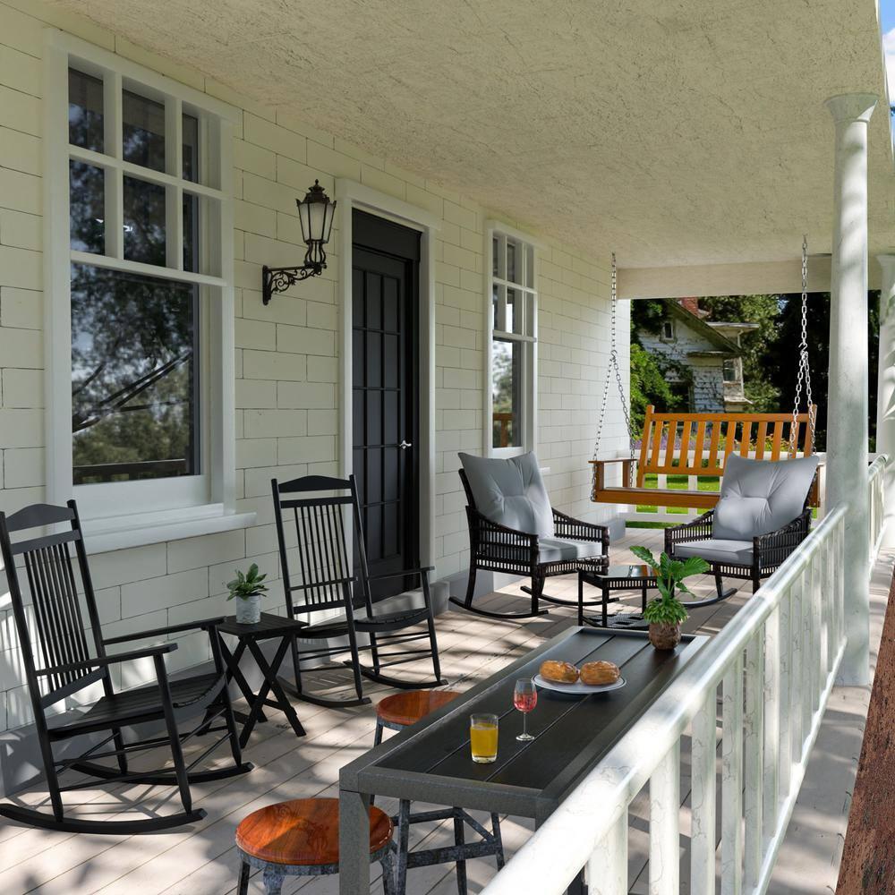 VEIKOUS 2-Seat Outdoor Porch Swing, Hanging Wooden Glider w/Hanging Chains for Patio, Backyard & Garden, White