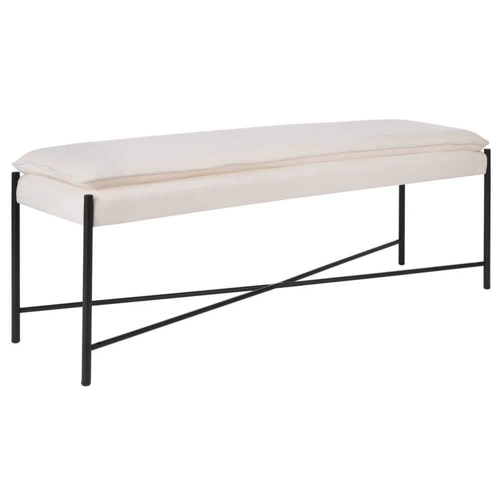 SAFAVIEH Kara Cushioned X Bench Light Beige / Black