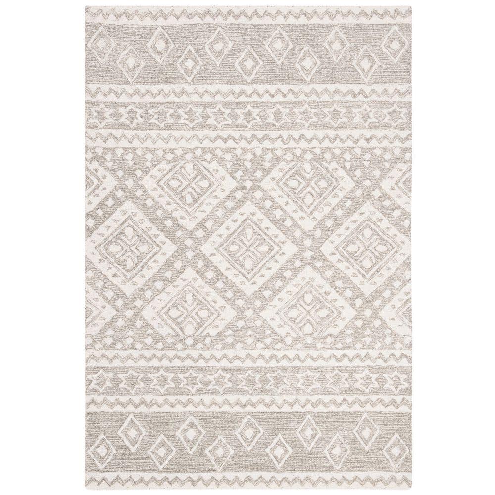Micro-Loop MLP501 Hand Tufted Indoor Area Rug - Dark Grey/Ivory - 4'x6' - Safavieh