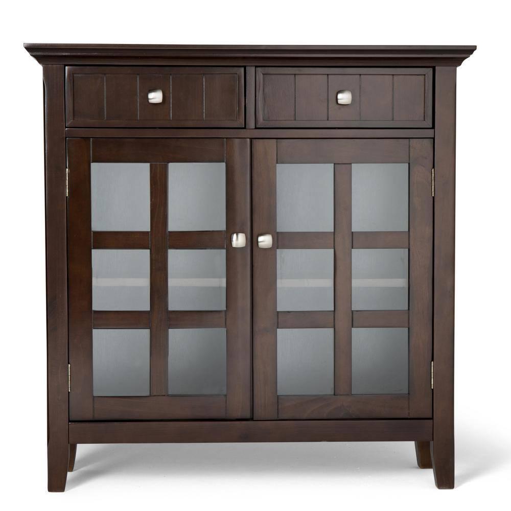 Simpli Home Acadian Solid Wood Entryway Storage Cabinet In Brunette Brown